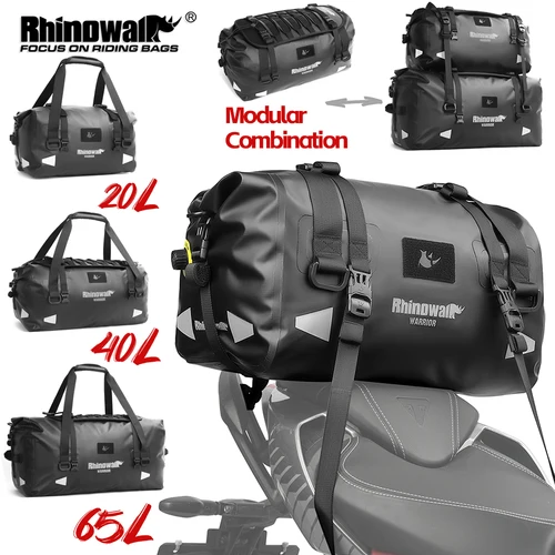 Rhinowalk-Bolsa para SILLÍN de motocicleta, impermeable, 20L/40L/65L, Universal, bolsa lateral, caja de equipaje de viaje superior, combinación gratuita