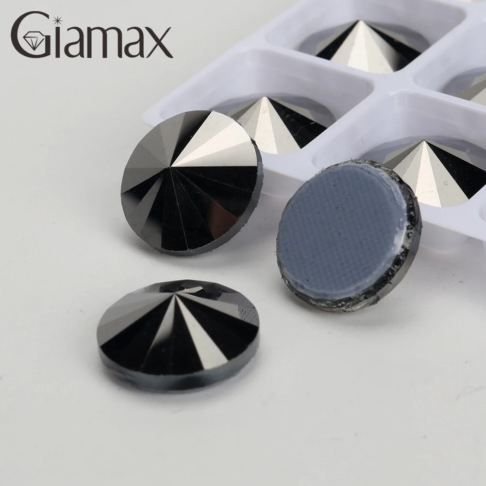 Giamax Rilovi زجاج كريستال AB ضوء القمر جت الأحجار المسطحة الإصلاح الراين للملابس الملابس أكياس 8 مللي متر 18 مللي متر مصنع المخرج