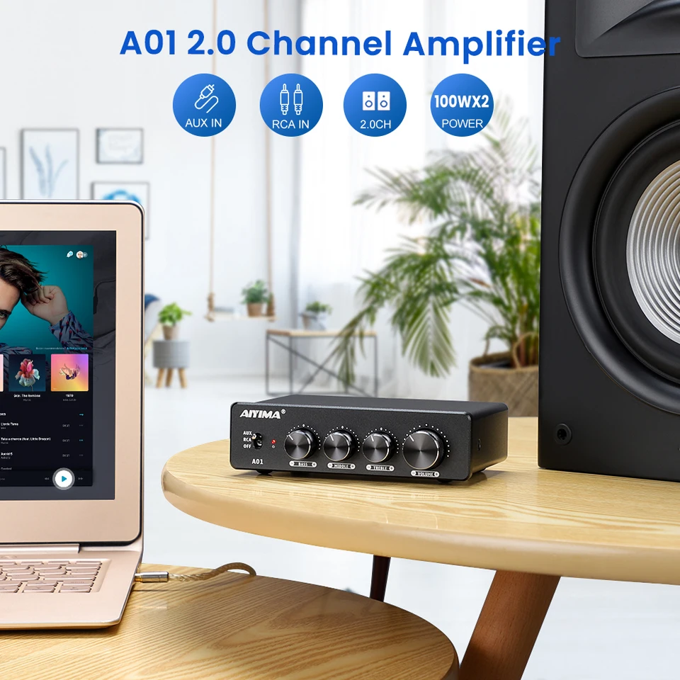 Aiyima-オーディオアンプ,a01 pro a01 tpa3116d2,bluetooth,100wx2