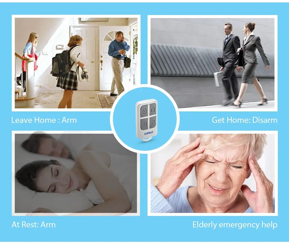 2 stücke KERUI RC531 Drahtlose Tragbare Fernbedienung 4 Tasten Schlüsselbund Für WIFI GSM PSTN Home Security Alarm System