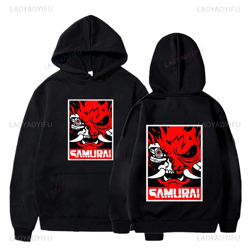 Street Fashion  Samurai Retro Japanese Gaming 2077  Autumn Winter Sportswear Pullover Hoodies Casual Hot Sale