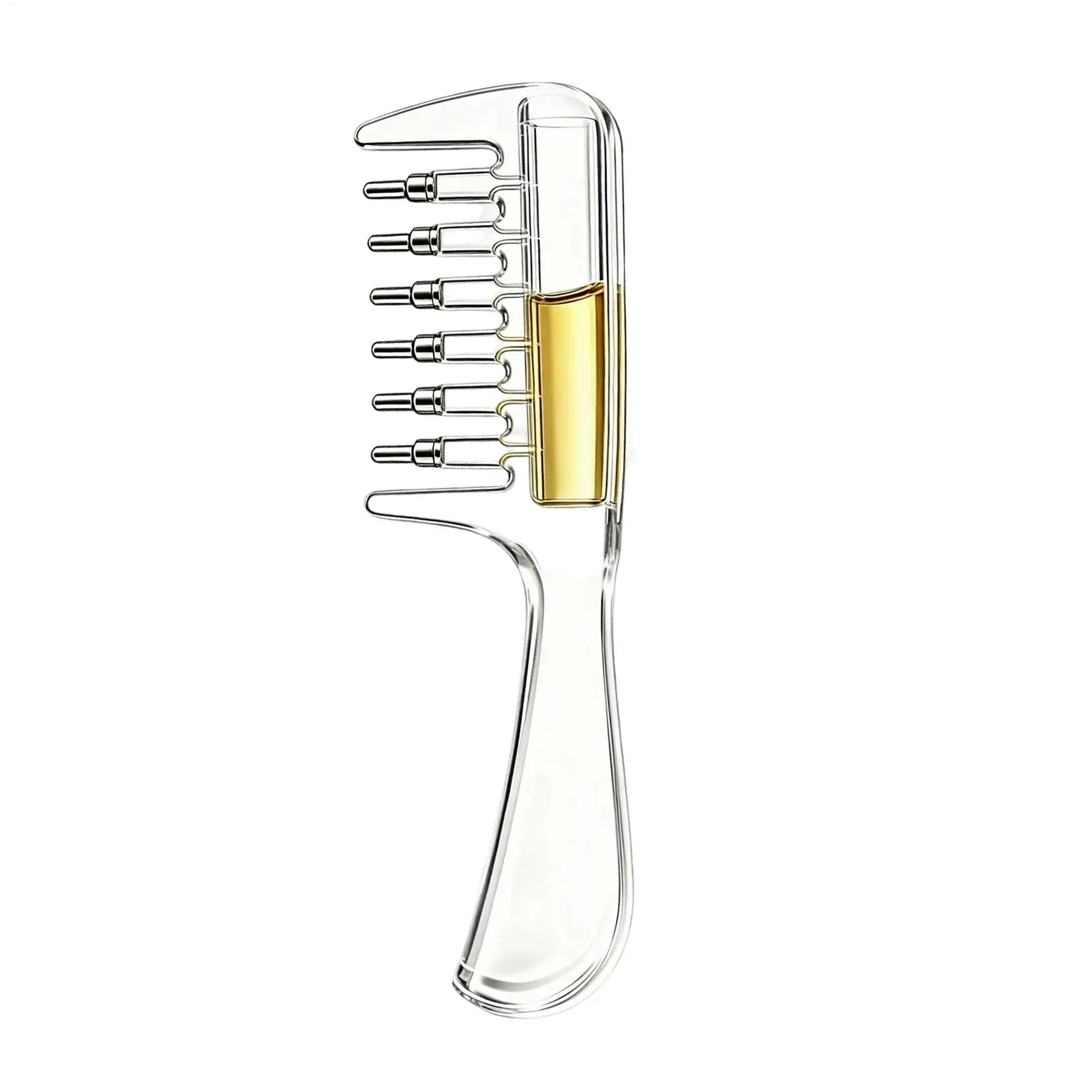 Transparent Essential Oil Applicator Massage Comb With Built-In Liquid Reservoir Rolling Metal Teeth Massage Comb For Hair Care