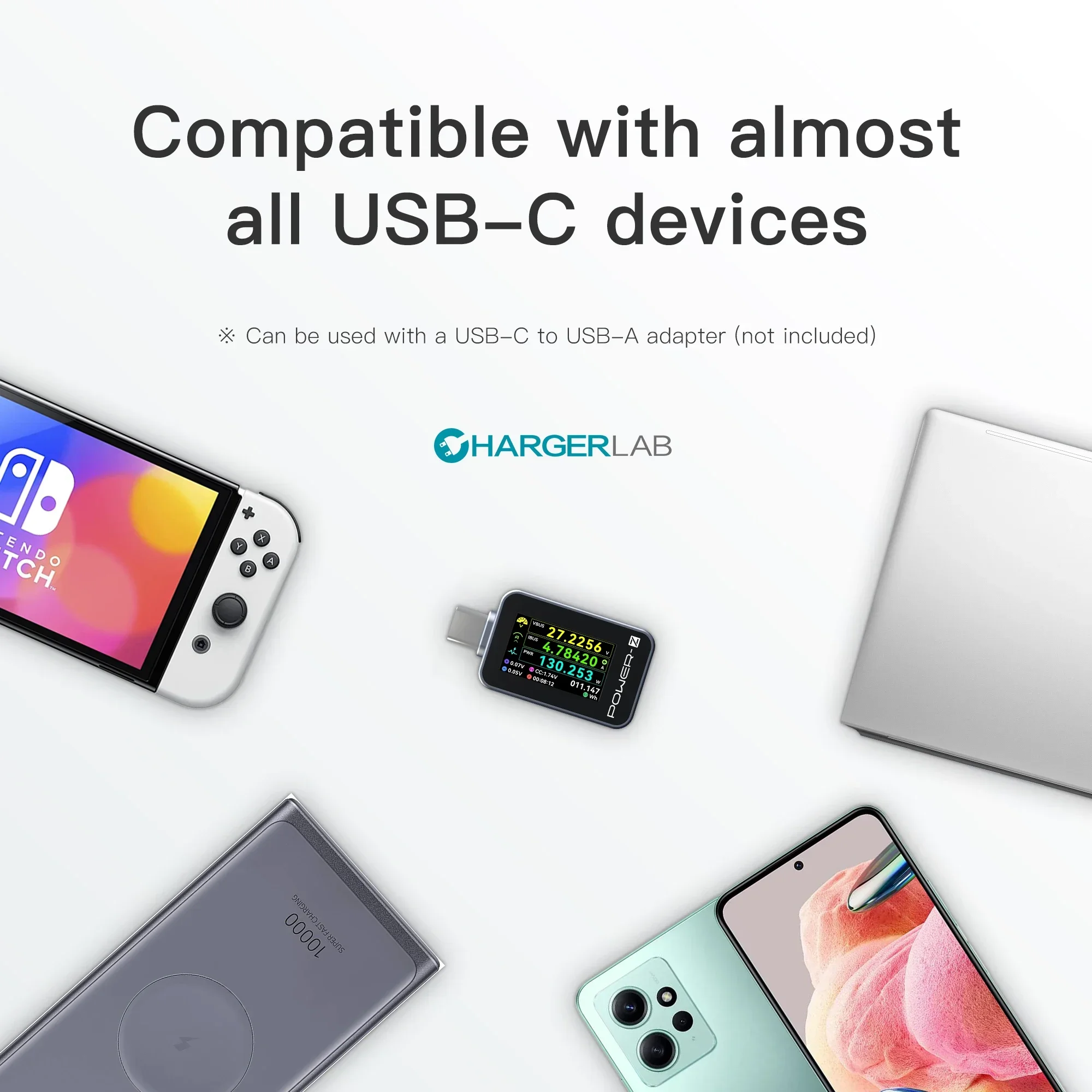 POWER-Z C240 portable USB-C, supporting 240W pd3.1 qc5.0 USB-C voltage meter, mobile phone, laptop, digital power meter