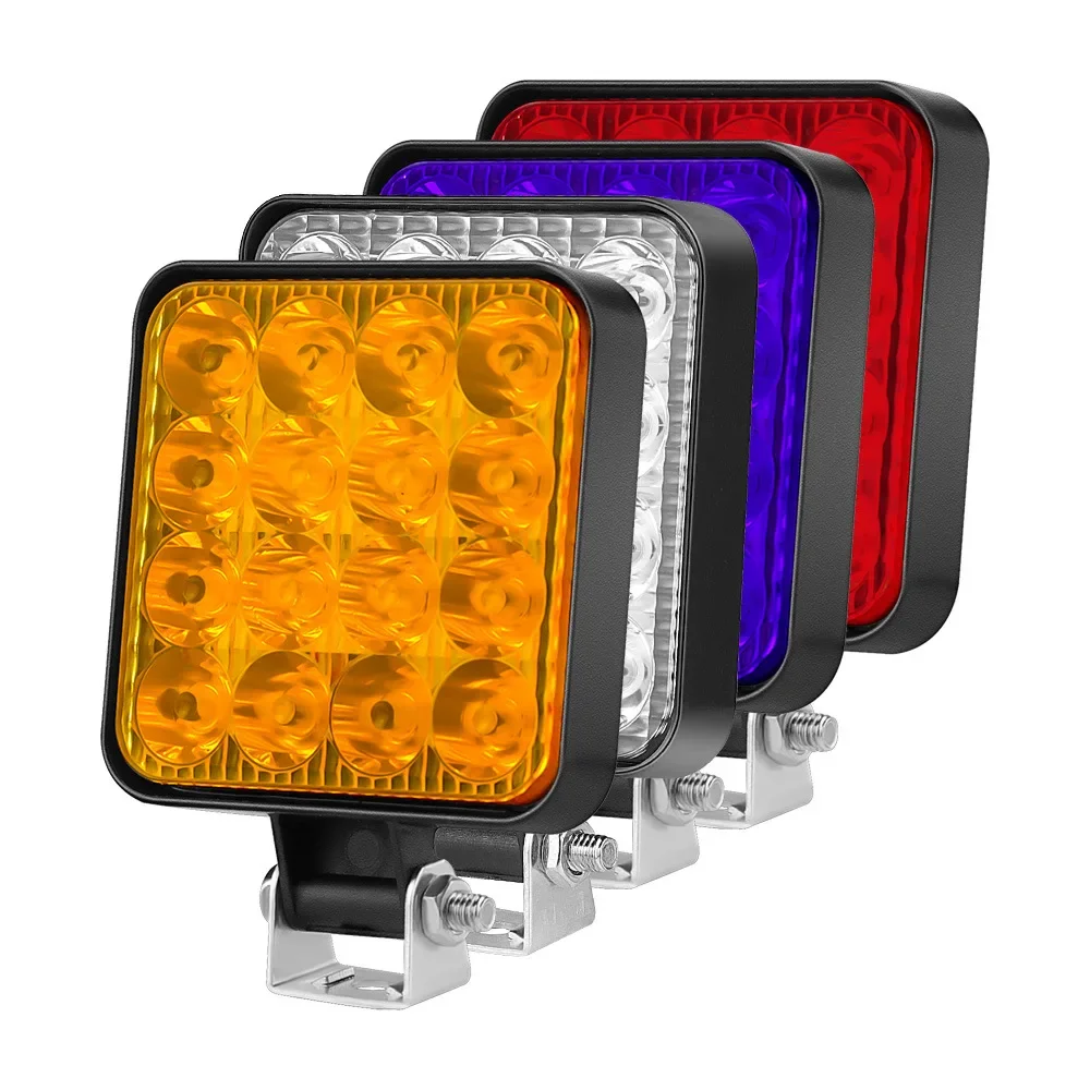 

4pcs 12V 16LED Mini Square LED Work Light Off Road Auxiliary Modified Headlights Spotlights Flood Spot Lamp For Car Truck SUV