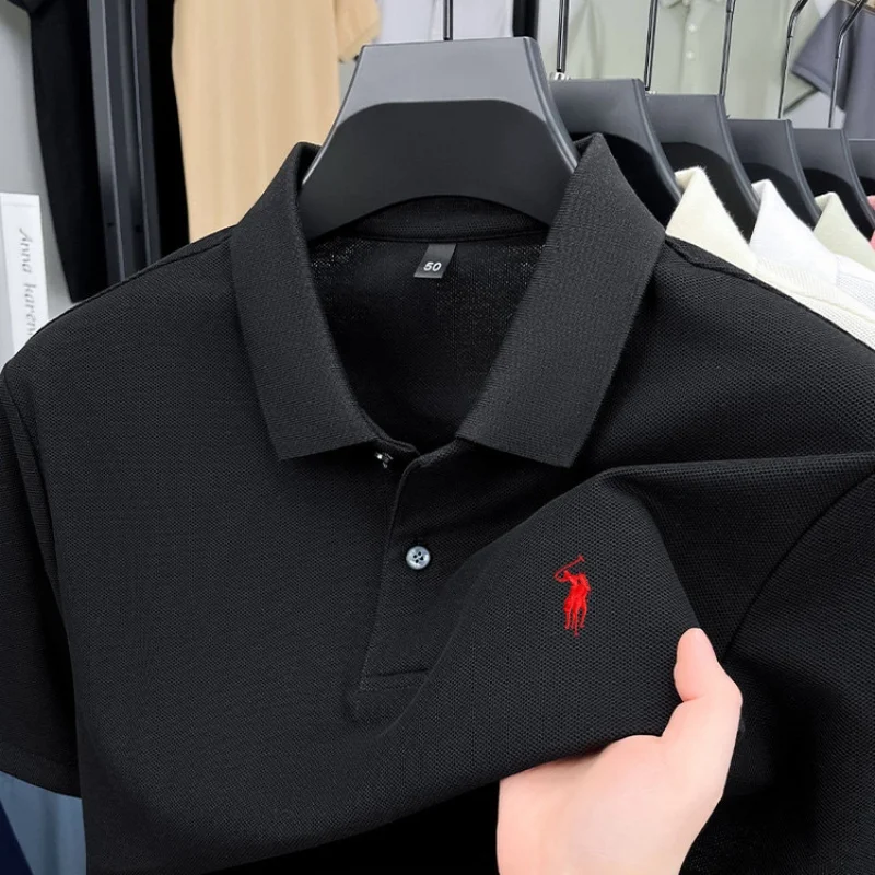 100% pure cotton high-end brand men's short sleeve polo shirt 2026 summer luxury fashion pony embroidery golf top casual T-shirt
