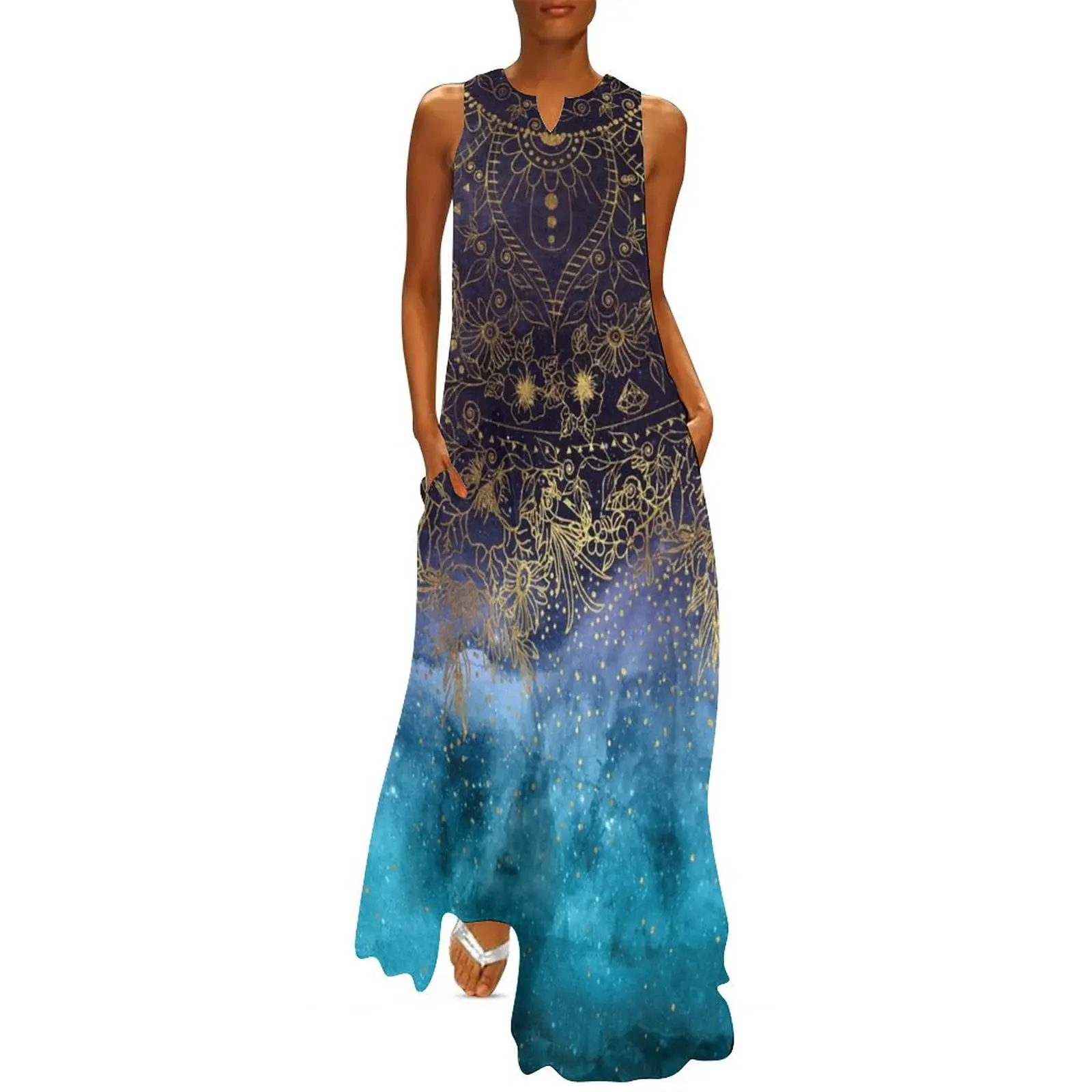 

Gold floral mandala and confetti image Long Dress dresses for women 2025 luxury designer party summer dresses women 2025 Dress