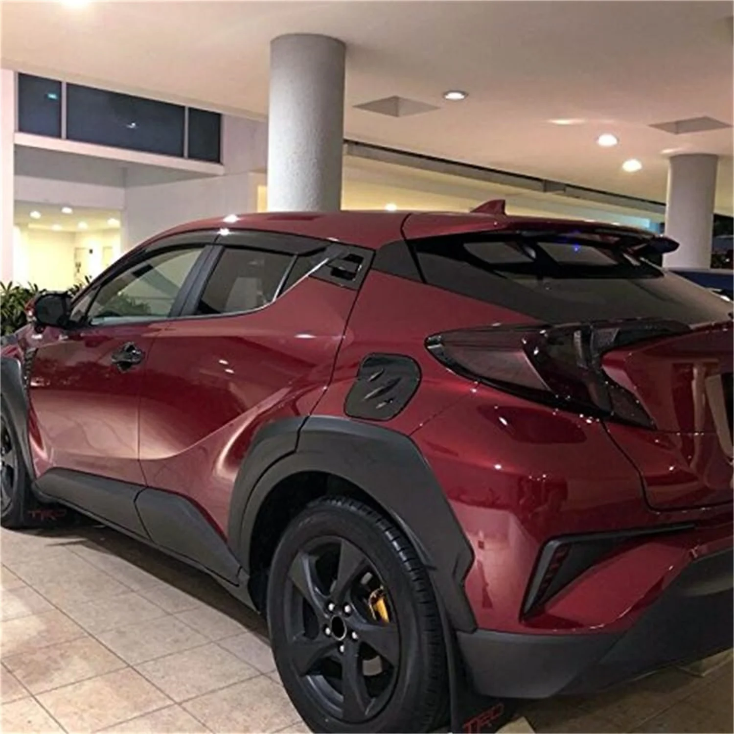 Do Toyota C-HR CHR 2018-2022 czarny błyszczący zewnętrzne przednie i tylny błotnik poszerzenia przedłużające nadkola z tworzywa sztucznego ABS 6 szt.