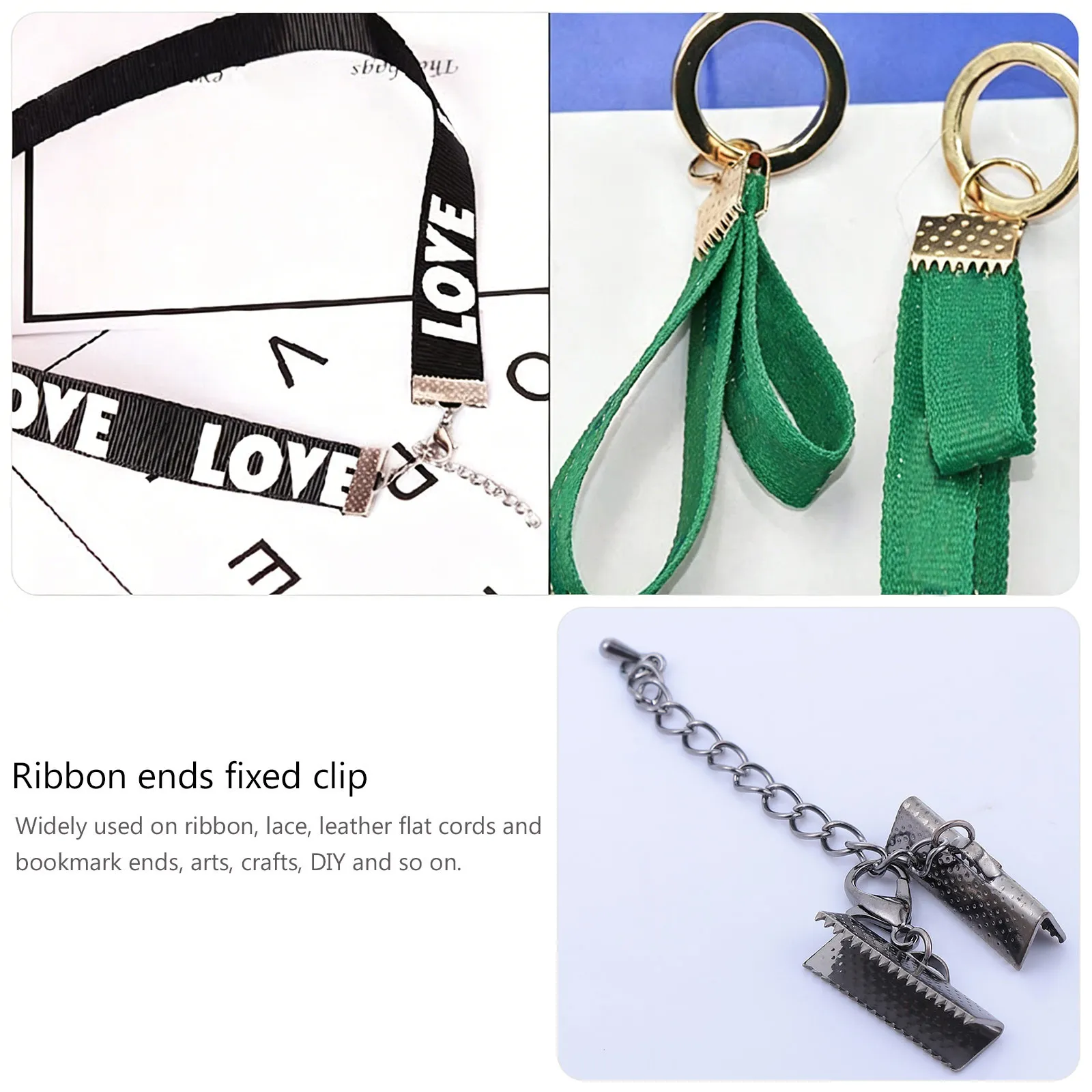 20Pcs 20Mm Iron Ribbon Ends Fastener Clasps Crimp End Buckles for Jewelry Making DIY Necklace Bracelet Anklet Craft Cord Ends