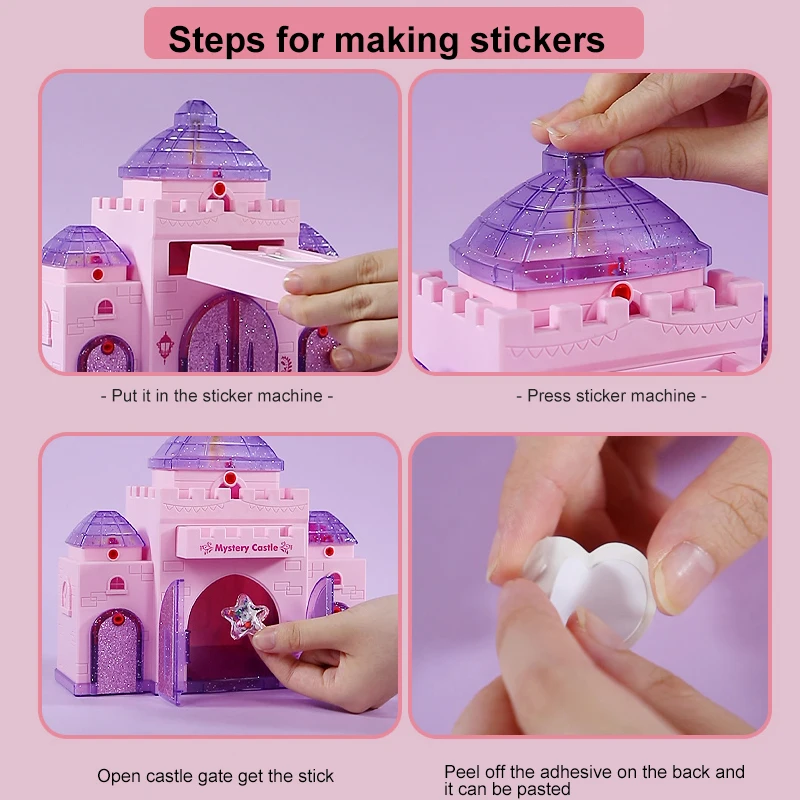 2in1 الأميرة ماجيك Casle مع مفاتيح القفل ثلاثية الأبعاد آلة لصق ملصق يدوي الصنع صانع حفلة الحرفية الحرفية لعب لفتاة هدية الكريسماس #4