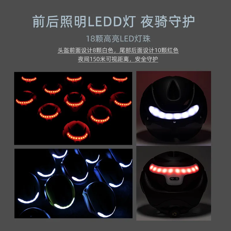 Bicycle riding helmet lighting warning belt turn signal road flashing light helmet night riding city commuting safety helmet