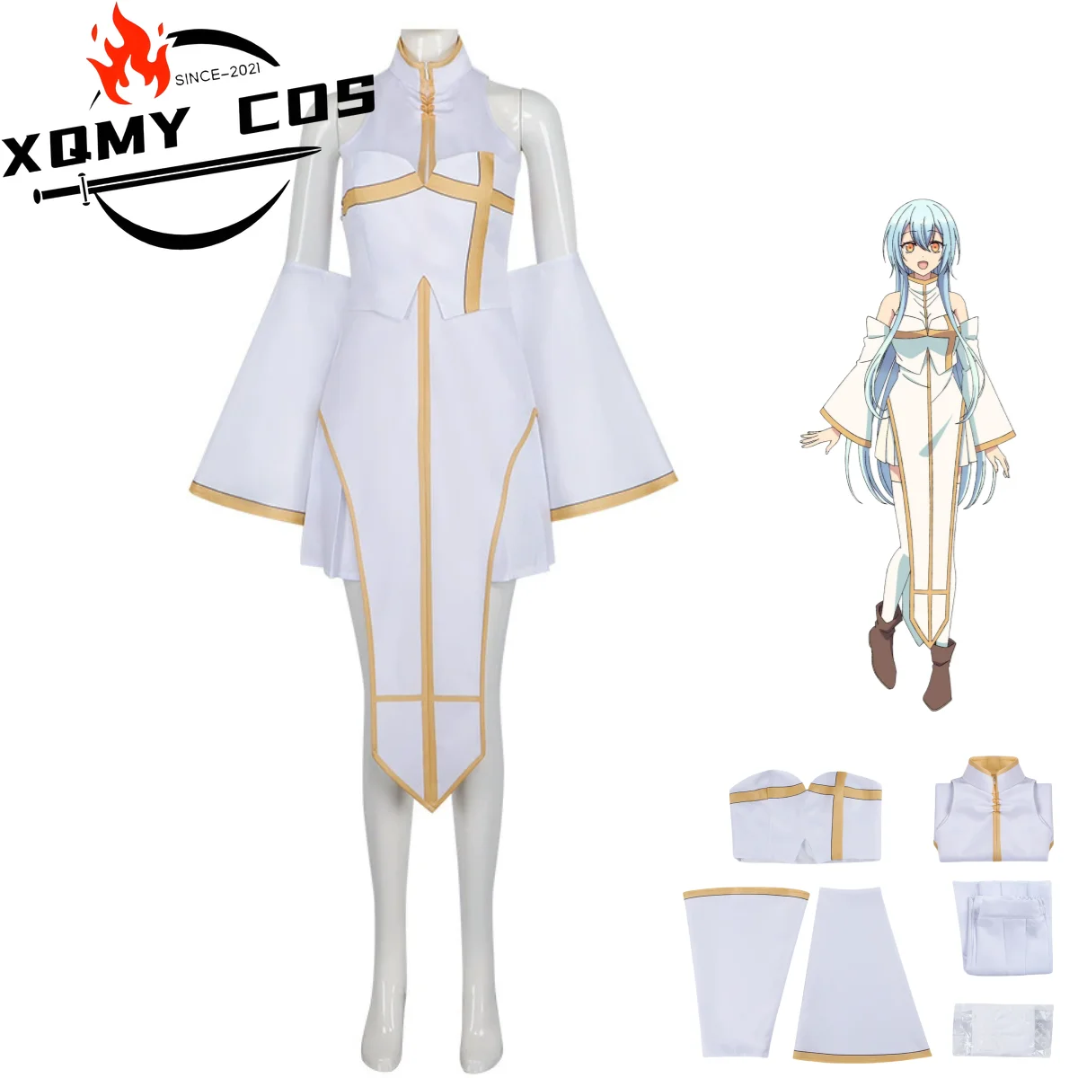 

XqAnime I Want To Confess My Love To The Lovely Girl From The Brave Squad Cecilia Cosplay Costume White Skirt Woman Sexy Party S