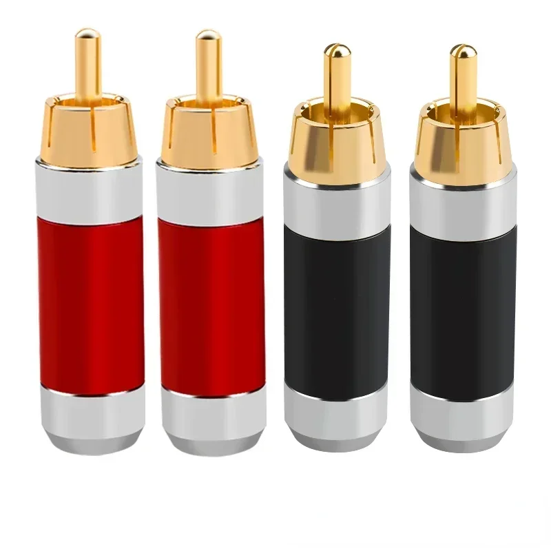 Copper Gold-plated RCA Plug for DIY Hifi Audio DVD Amplifier Signal Cable Accessories