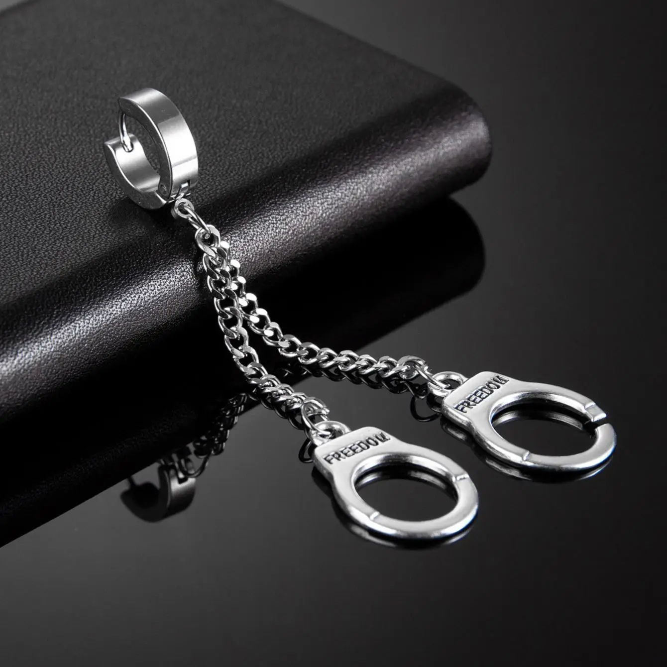 New Punk Stainless Steel Chain Dangle Earrings For Women Men Trendy Goth Pop Hip Hop Pendants Ear Jewelry Accessories Earring