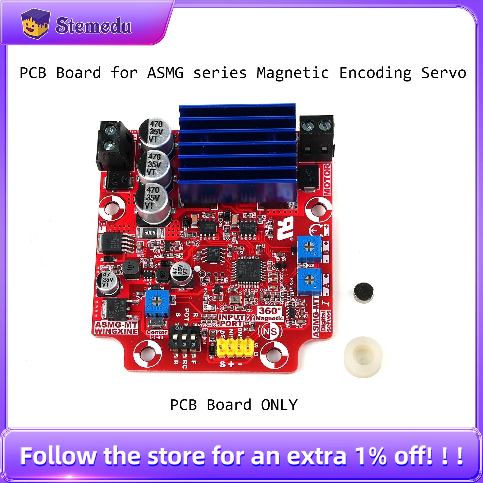 PCB Control Board for 500kg ASMG-MTB Magnetic Encoding 360 Degree High Torque Digital Servo DC 12-24V Large Robotic Manipulator