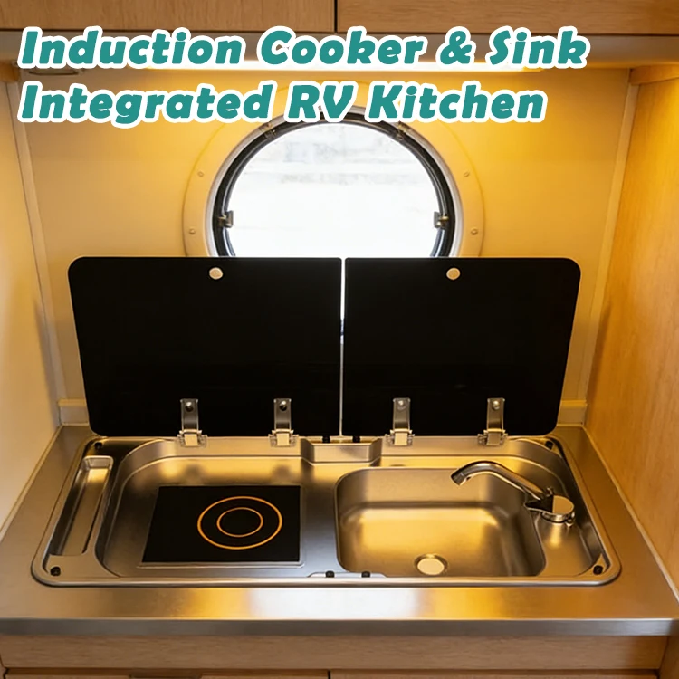 JDA Durable SS304 Drop-in RV Sink And Induction Cooker For Camper And Caravan Kitchens, Corrosion-resistant And Easy To Install