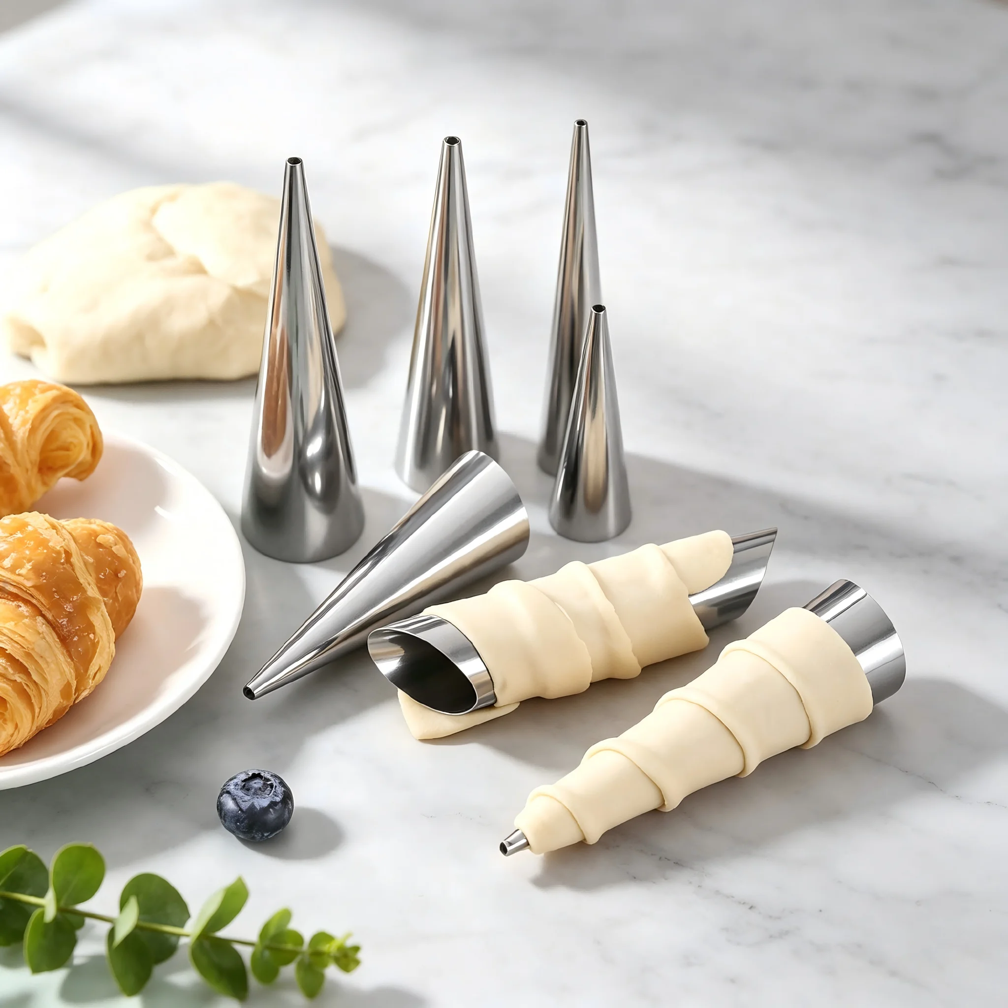 20PCS Pastry Mold Set, Stainless Steel Nonstick Spiral, Cannoli Cream Horns, For Waffle Cone Ice Cream Puff, Home Baking Tools