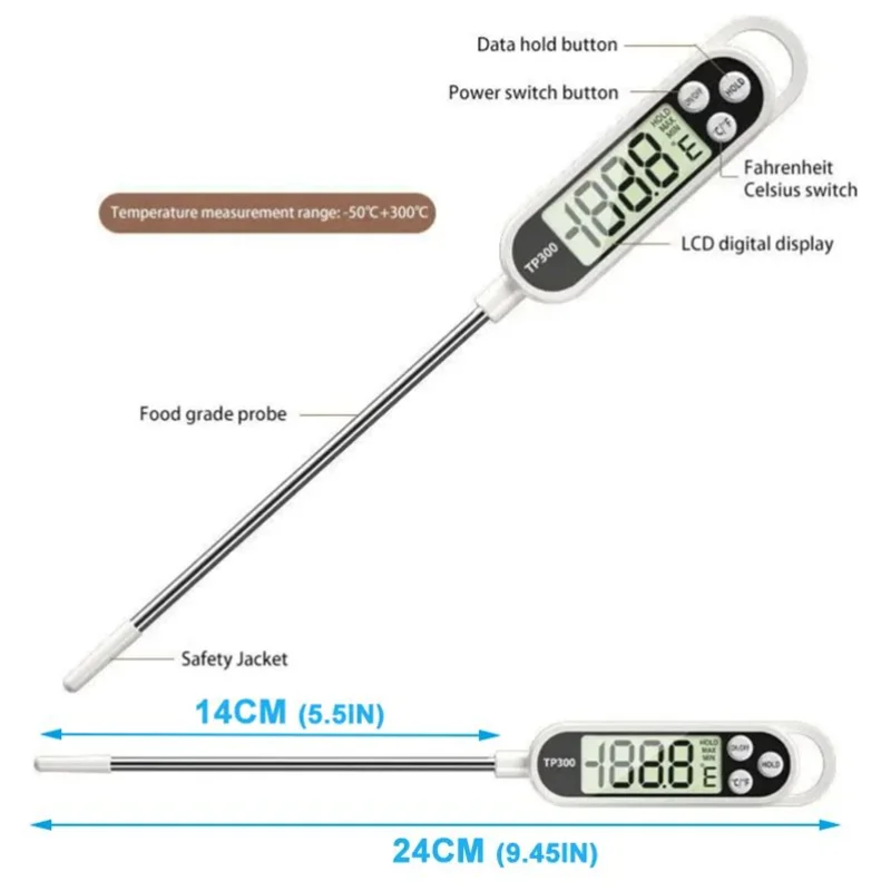 New Digital Food Thermometer TP300 Digital Oil Thermometer For Meat Cooking Milk Coffe Temperature Meter Food Probe Kitchen Tool