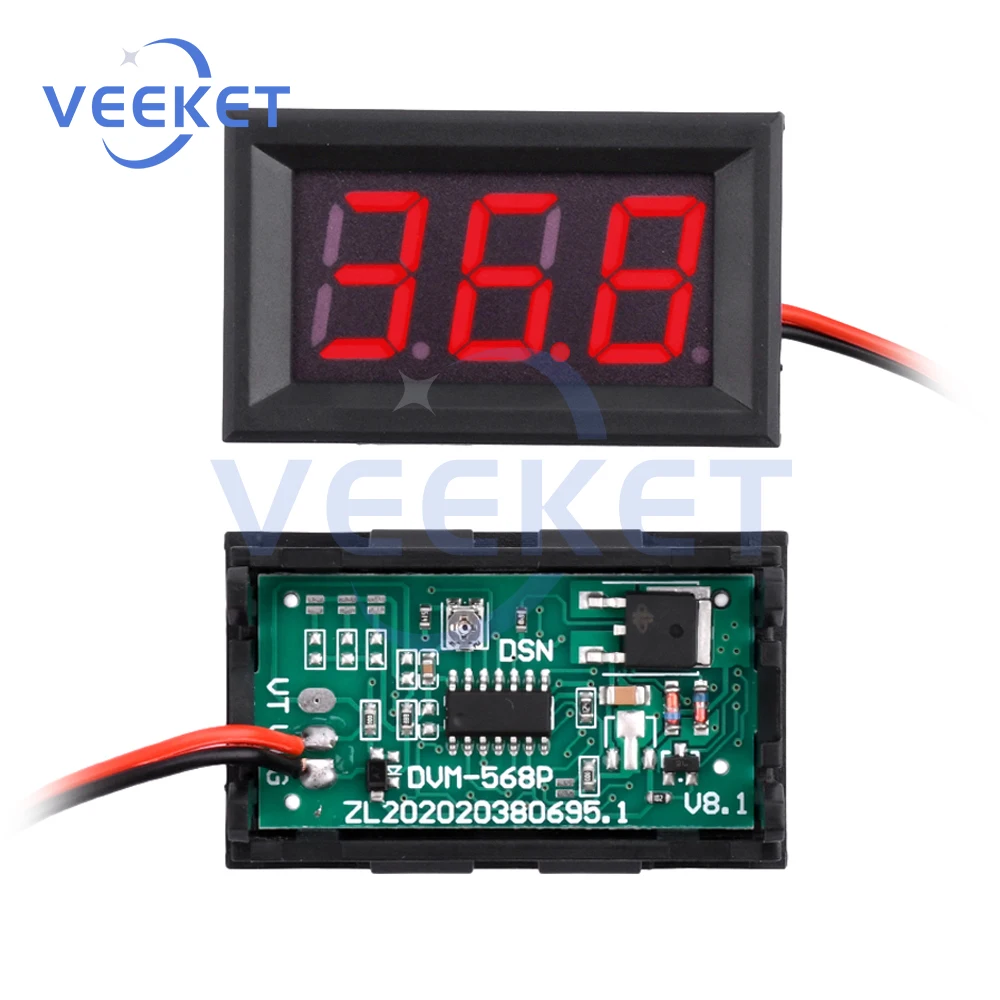 5 Mini Voltmetri Digitali LED – 5V-120V DC, Display 0.56", Per Auto, Moto, Camper