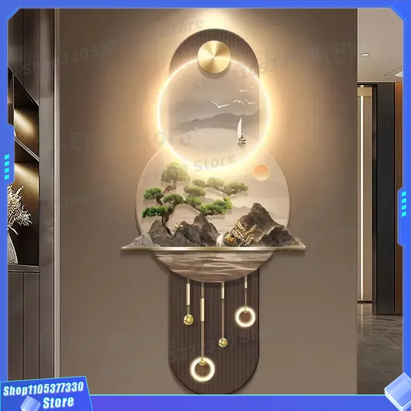 Modern LED Welcome Pine Wall Art Decorative Painting for Entrance Passage High End Corridor Aisle Landscape Light Emitting