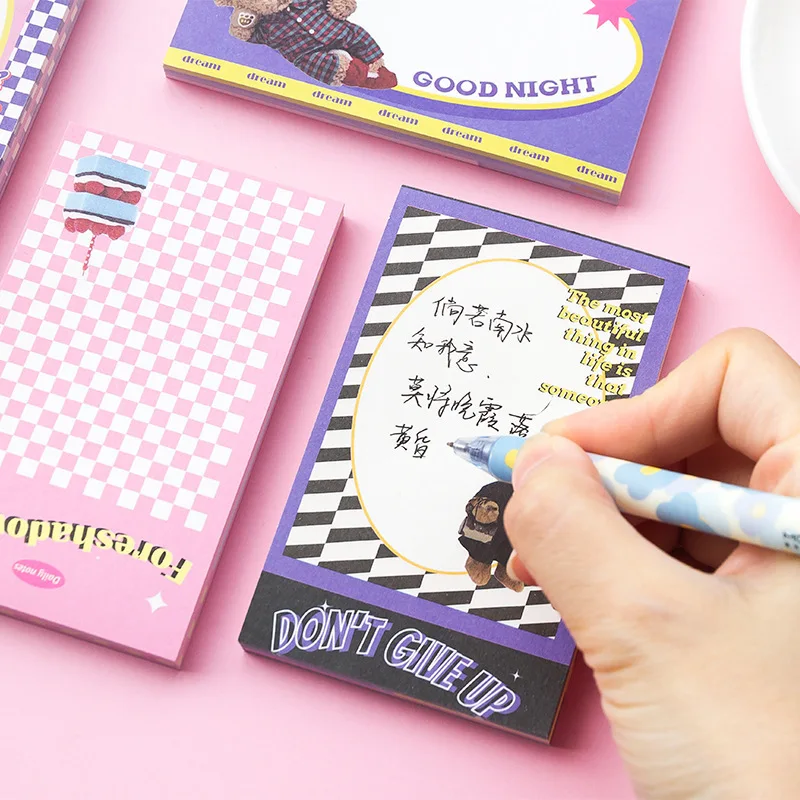 MOHAMM 160 Sheets Student Message Notes Cartoon Notebooks Portable Retro Tearable Message Notes
