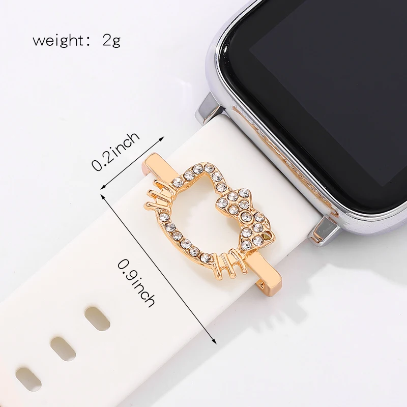 Gato e Arco-nó Encantos Decorativos para Pulseira de Silicone, Acessórios Bonito Da Jóia Dos Desenhos Animados, Pulseira De Maçã Charme