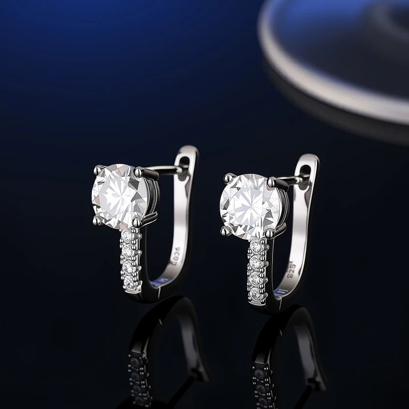 S925 Silber Moissanit Ohrstecker mit GRA-Zertifikat Stilvolle Runde Ohrhaken Ideal als Geschenk für Jahrestage oder Hochzeiten – Detail 8