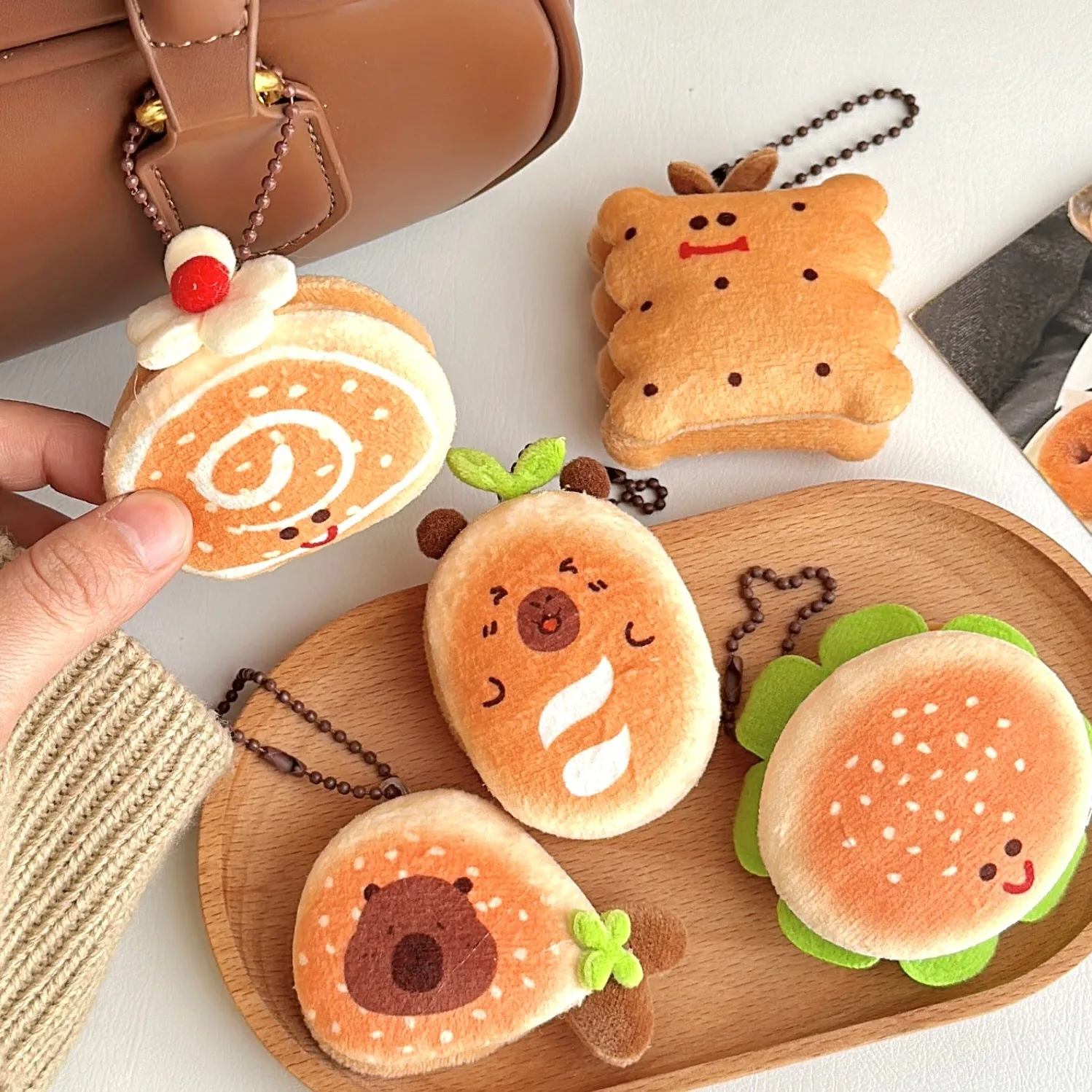 Gourmet Soft Stuffed Bread Doll Pendant Versatile Plush Bag Doll Pendant Cute Creative Keychain Doll Charms Cartoon Car Pendant