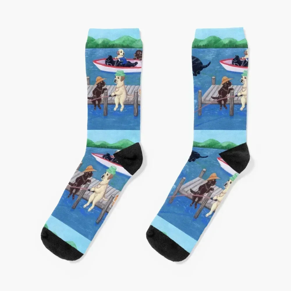 

Lake Fun Labradors Socks Men's professional running retro Girl'S Socks Men's