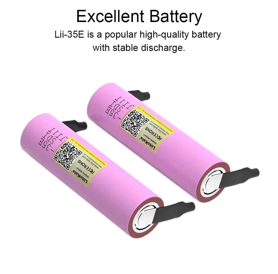 Genuin Original Liitokala INR18650  3500mAh 3.7V 25A High Power for Electrical Tools+DIY Nickel Battery 35E18650 Lithium Battery