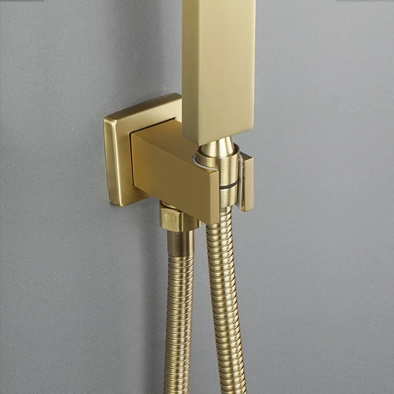 Black Shower Holder Hand Shower Bracket Brass Round Square with Outlet Connector Fixed Shower Base Bathroom Shower Accessories