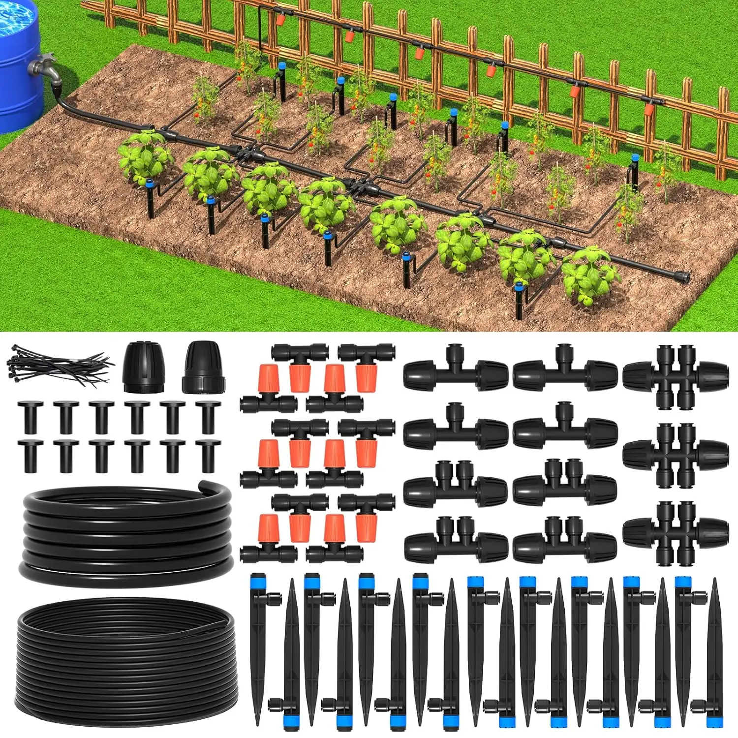 

Greenhouse Micro Drip Irrigation Kit Automatic Irrigation System Patio Misting Plant Watering System with 1/4 inch 1/2 inch