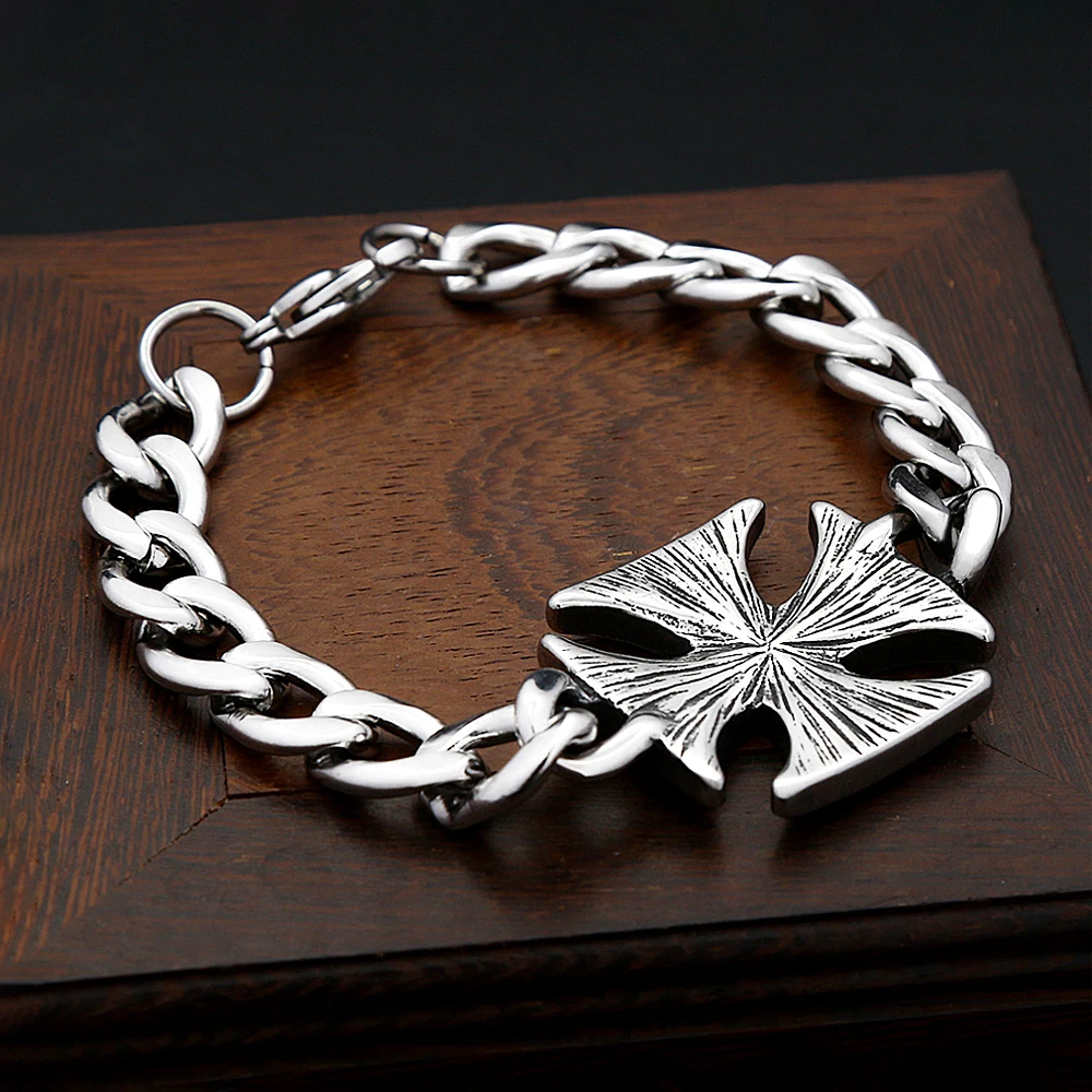 Men's Knights Templar Iron Cross Bracelet