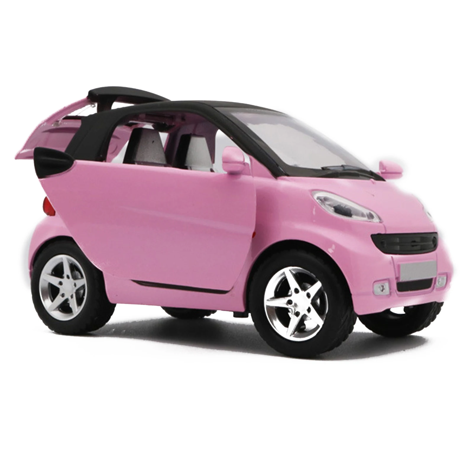 Rosa puxar para trás carro diecast modelo de carro brinquedo colecionável para 1/32 escala smart fortwo aniversário natal presente ano novo
