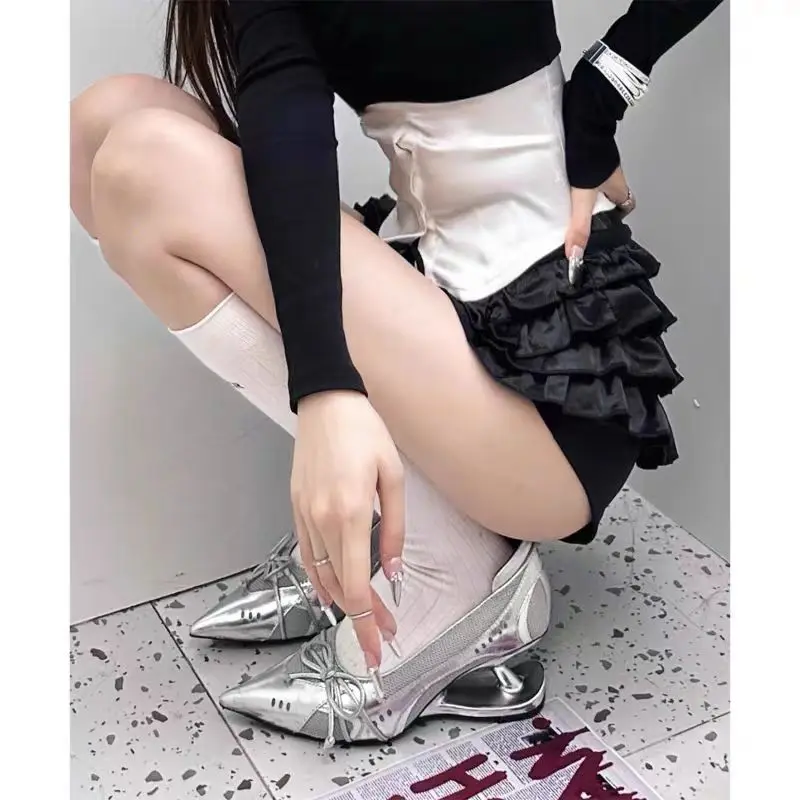 

Women's New Women's Colorblock Versatile Breathable Mesh Strappy Single Shoes Sporty Pointed Toe High Heels