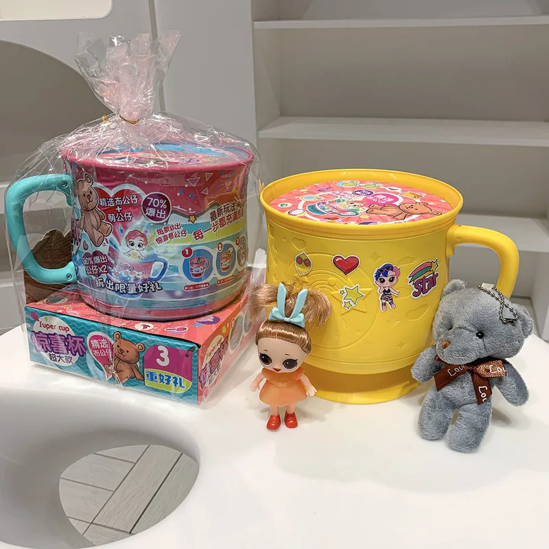 Tasse surprise de grande taille pour enfants, boîte ennemi mignonne, beurre en plastique souple, petit ours, grill à beurre, ornement, jouet