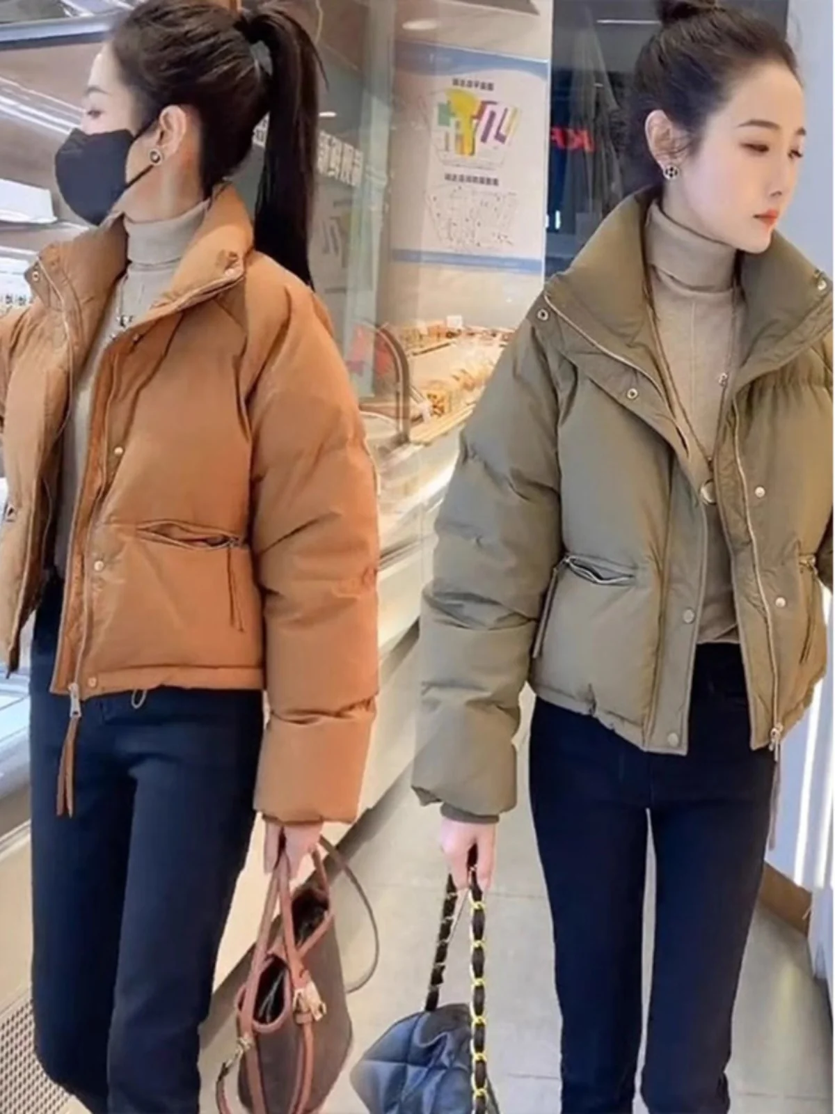 

Американское ретро-пальто из утолщенного хлопка для женщин, новая зимняя теплая куртка-пуховик малого размера в корейском стиле, свободного кроя