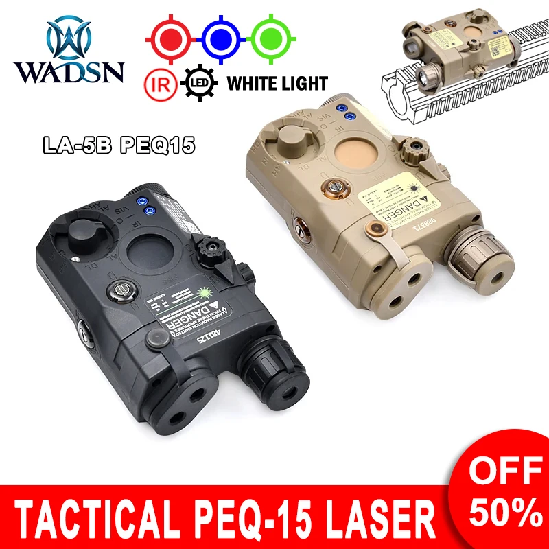 

WADSN LA-5B PEQ15 Green Blue Red Dot IR Laser White LED Flashlight Strobe AR15 Tactical Airsoft Scout Light With Pressure Switch