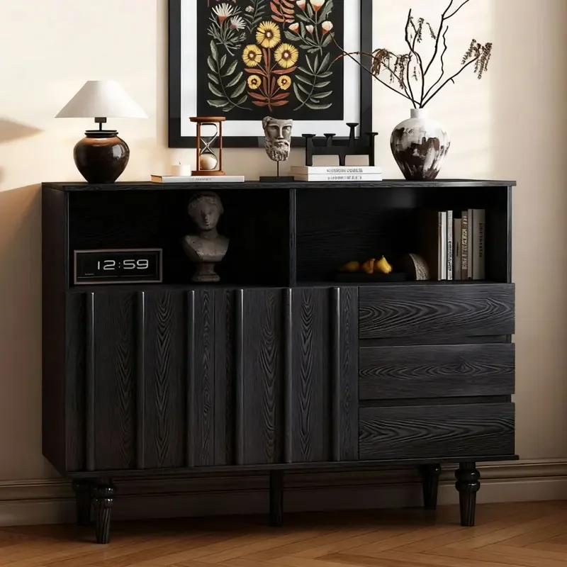 Modern high-end solid wood sideboard integrated wall-mounted locker