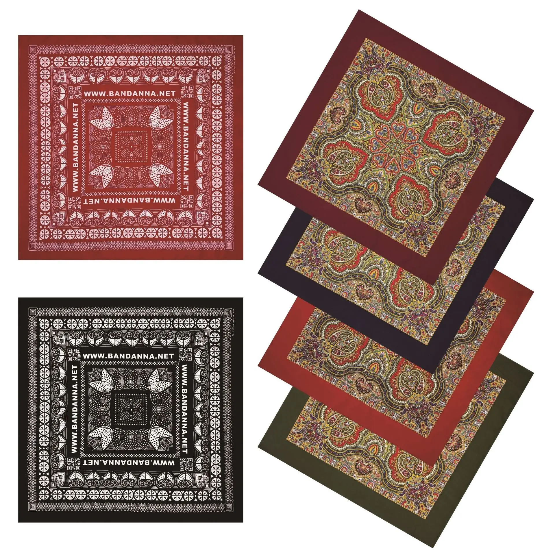 

70CM Oversized Hip Hop Cashew Cotton Kerchief Square Bandana Scarf Headband Black Paisley Gifts For Men/Boys/Girls