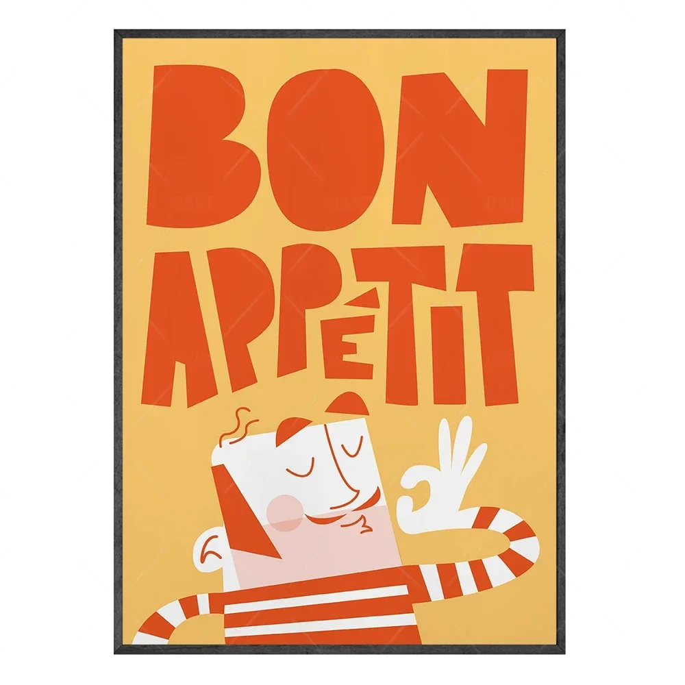 Beans on Toast Cartoon Funny Food Prints and Posters Bon Appetit Quote Canvas Painting Kitchen Wall Picture Club Bar Shop Dec