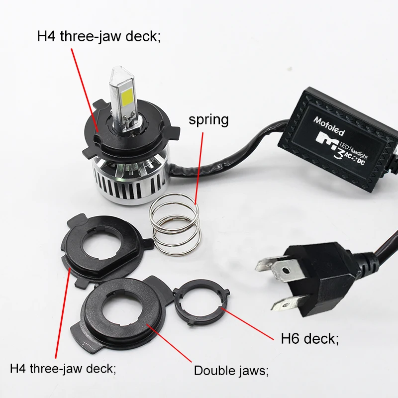 Motorcycle H4 BA20D LED Headlight Bulb Kit High Low Beam 4000LM 6500K Light DC12/24V 1Pack.