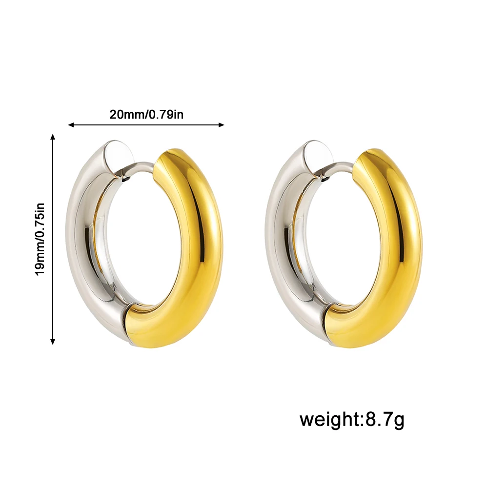 Gold Silver Color Stainless Steel Round Earrings For Women's Simple  Fashion  Hip-hop Rock Jewelry Accessories image 6