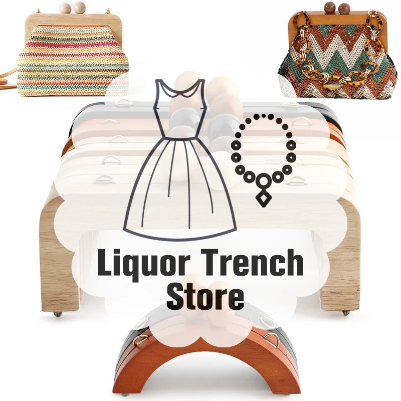 Wooden Handle For Bags Closure Kiss Clasp Purse Frame Women Handbags Woven-bag DIY Handmade Bracket Accessories