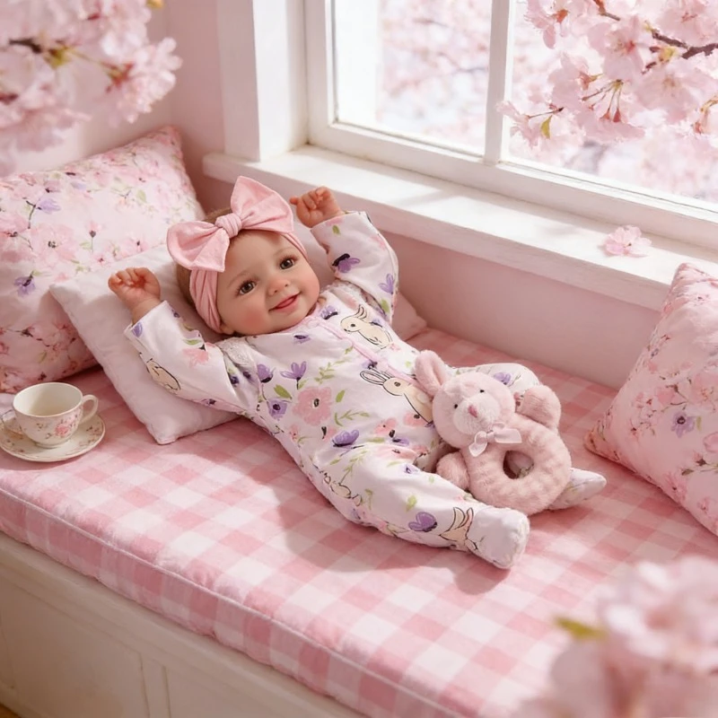 43cm リボーンドール 幼児 笑顔 人気 可愛い 女の子人形 布製ボディ 高品質 手作り人形 本物のような柔らかい感触