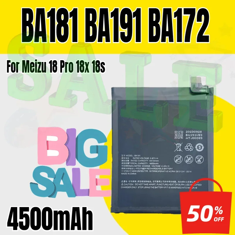 BA181 BA191 BA172 Battery for Meizu 18 Pro 18x 18s Cell Phone 4500mAh Batteria