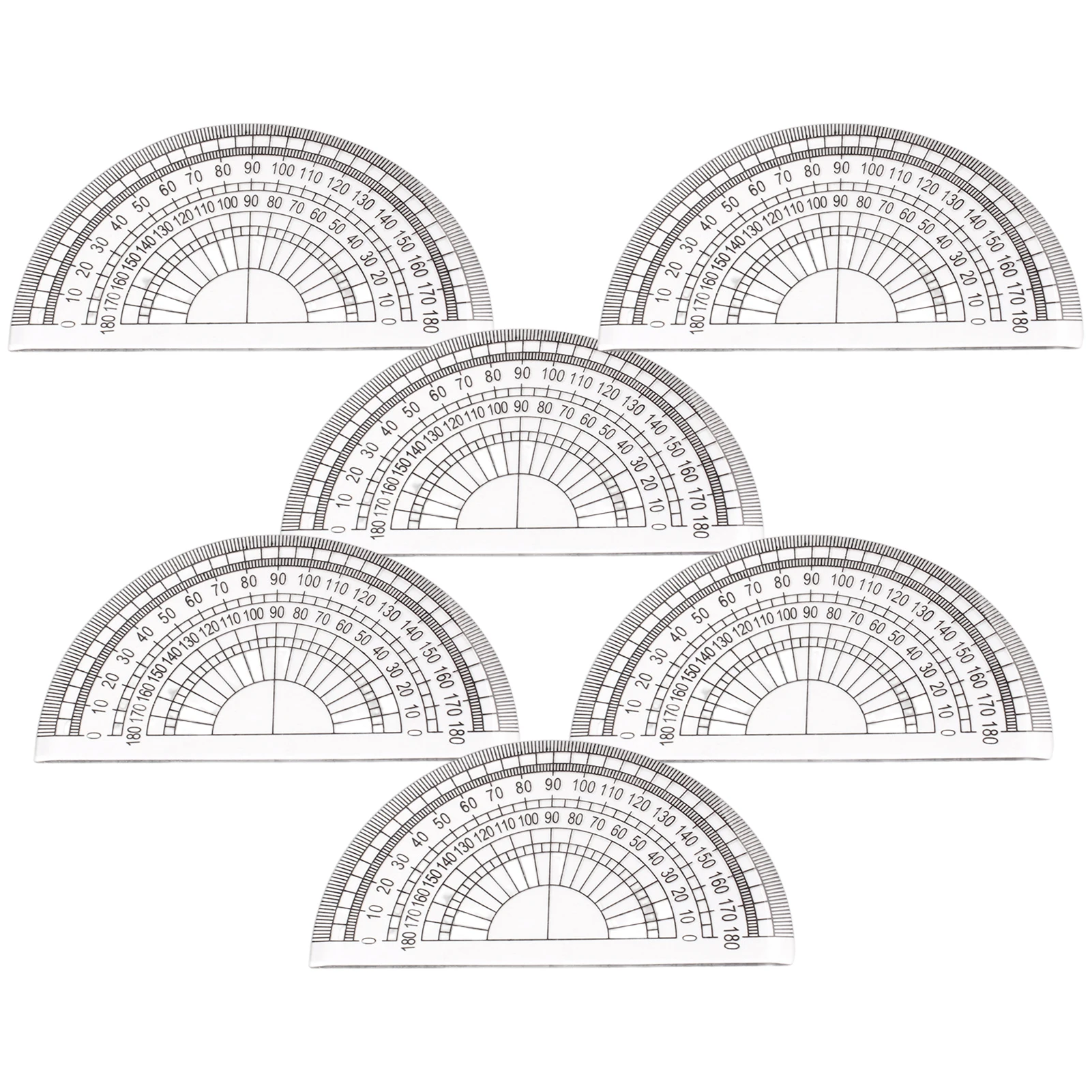 6pcs For Angle Measurement Primary Practical School Clear Protractor Math Classroom 180 Degrees Indexing Accurate Study Supplies