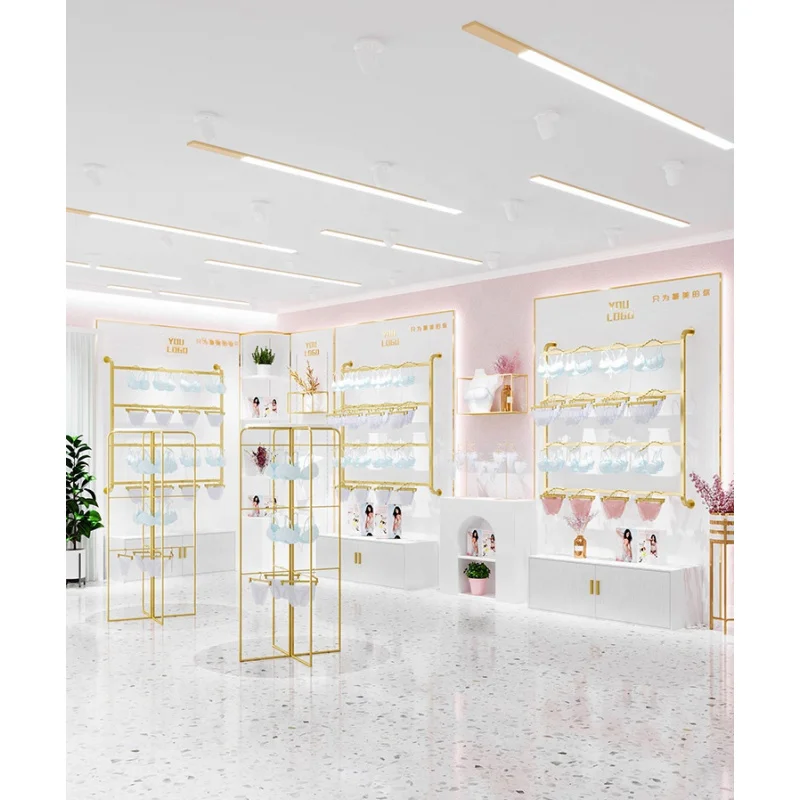 

customized.Good Quality Wall Stand Display Design Hanging Rail Lingerie Shop Fixtures Display Racks Underwear Display Stand