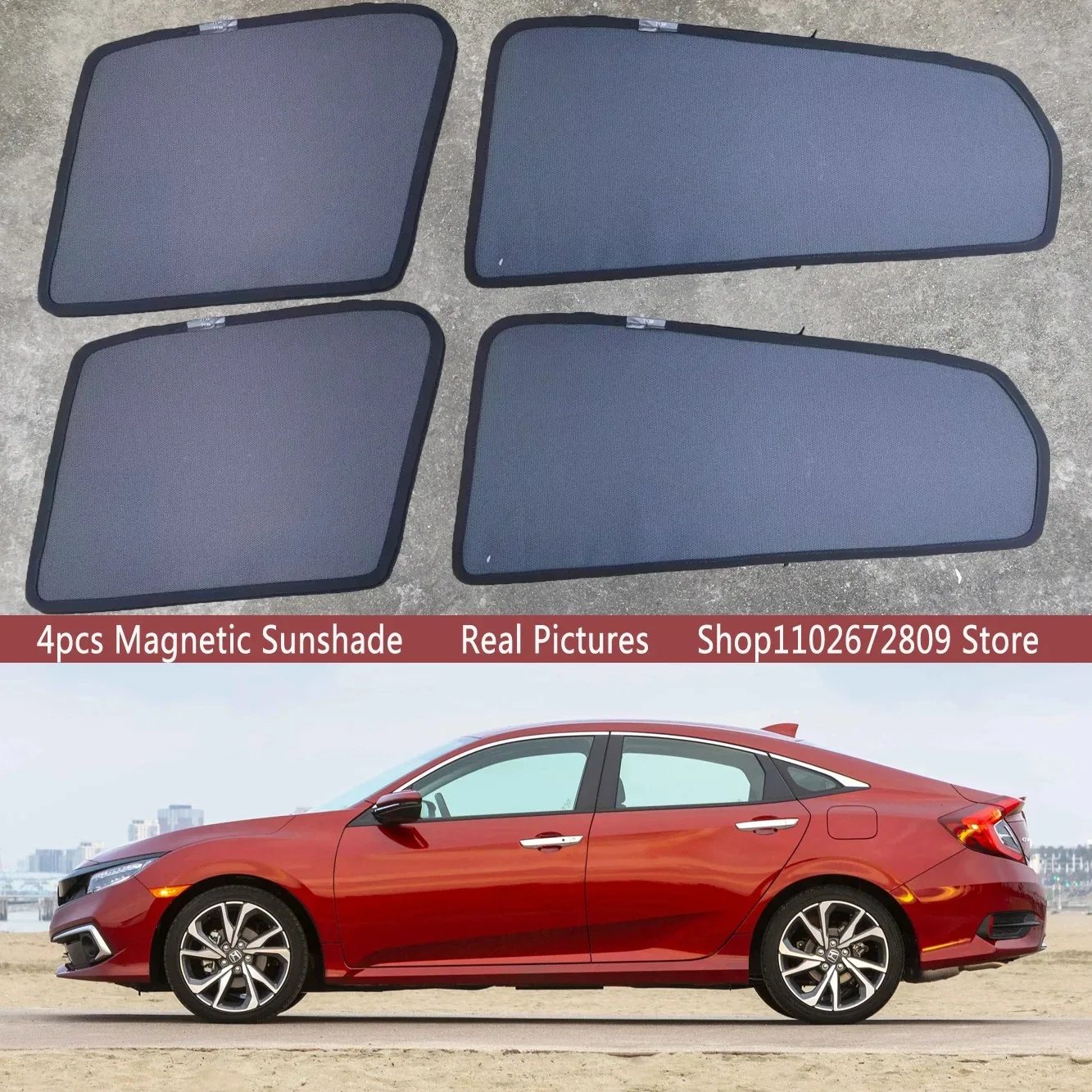 

Magnetic Car Sunshade Shield Front Windshield Frame Curtain Sun Shades For Honda Civic Sedan 10th Gen 2016 - 2021 Accessories