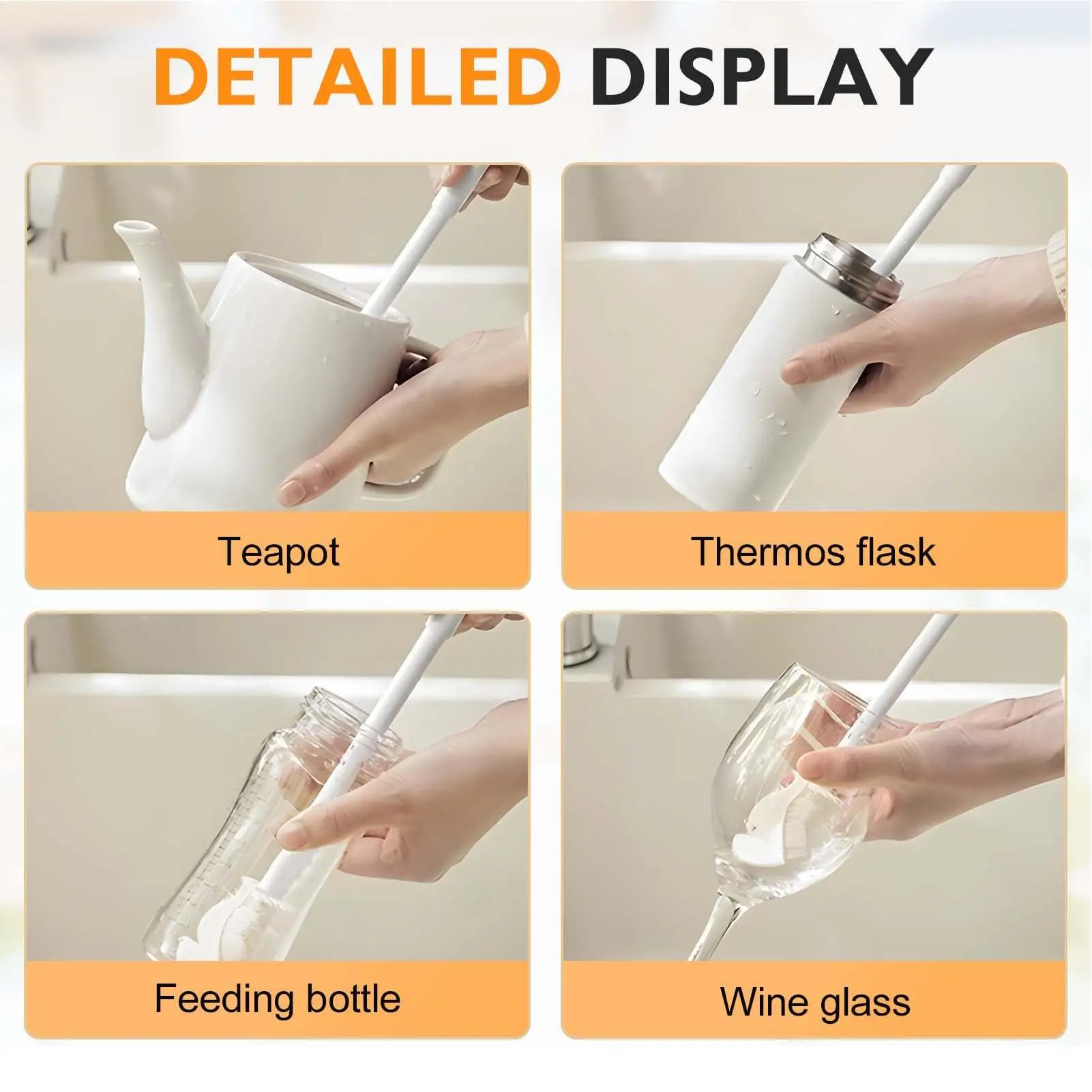 

Bottle Cleaner Brush 360 Flexible Coffee Mug Scrub Cleaning Tool Long Handle Scrubber Cleaner For Kitchen Household Home