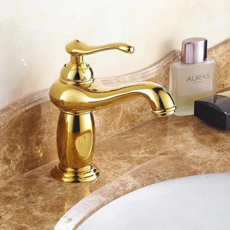 حوض مصباح سحري من النحاس الذهبي والفضي والذهبي الوردي، صنبور ساخن وبارد، صنبور حوض بفتحة واحدة #3